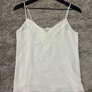 Elegant White Lace Trim Cami Top